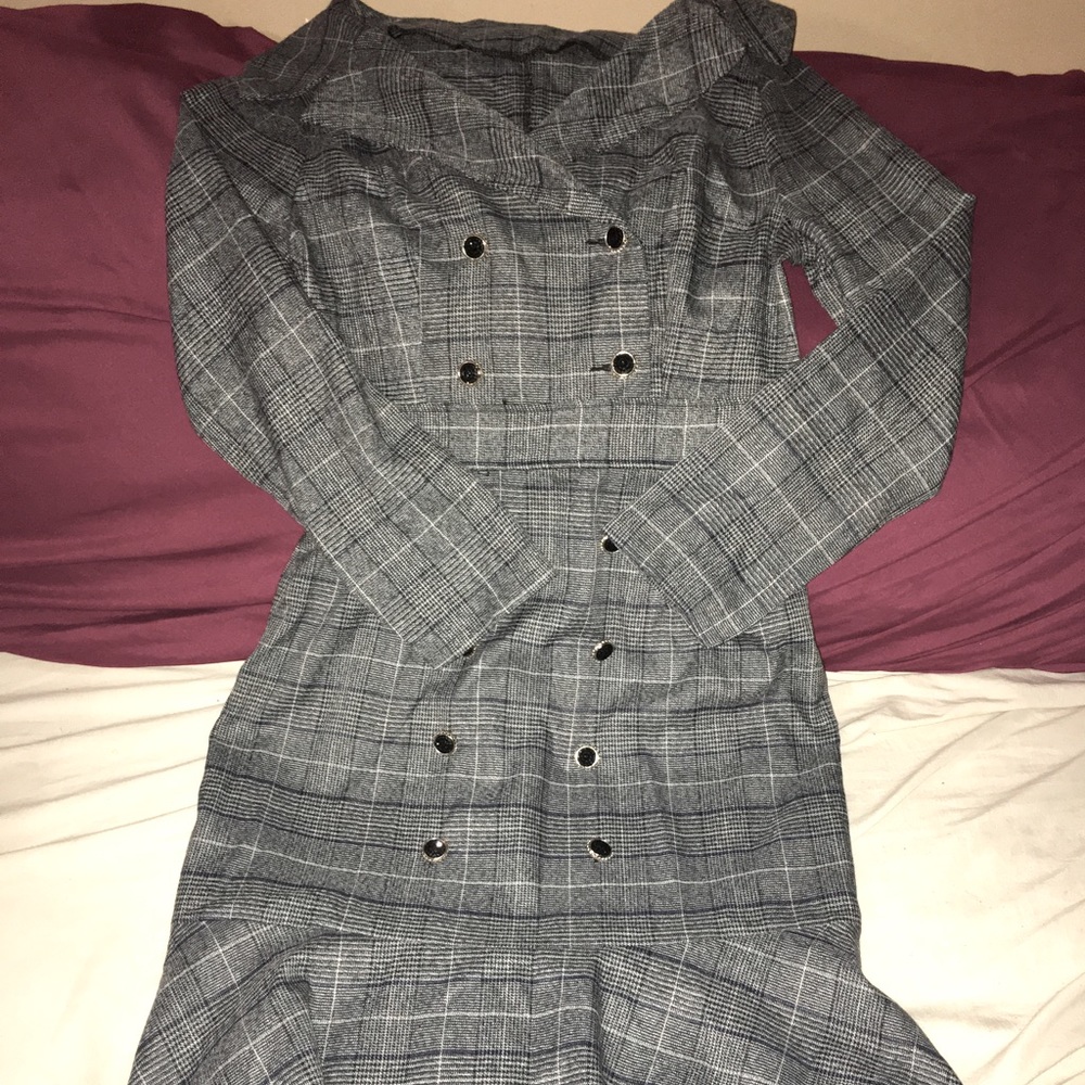 Plaid pleated suit dress